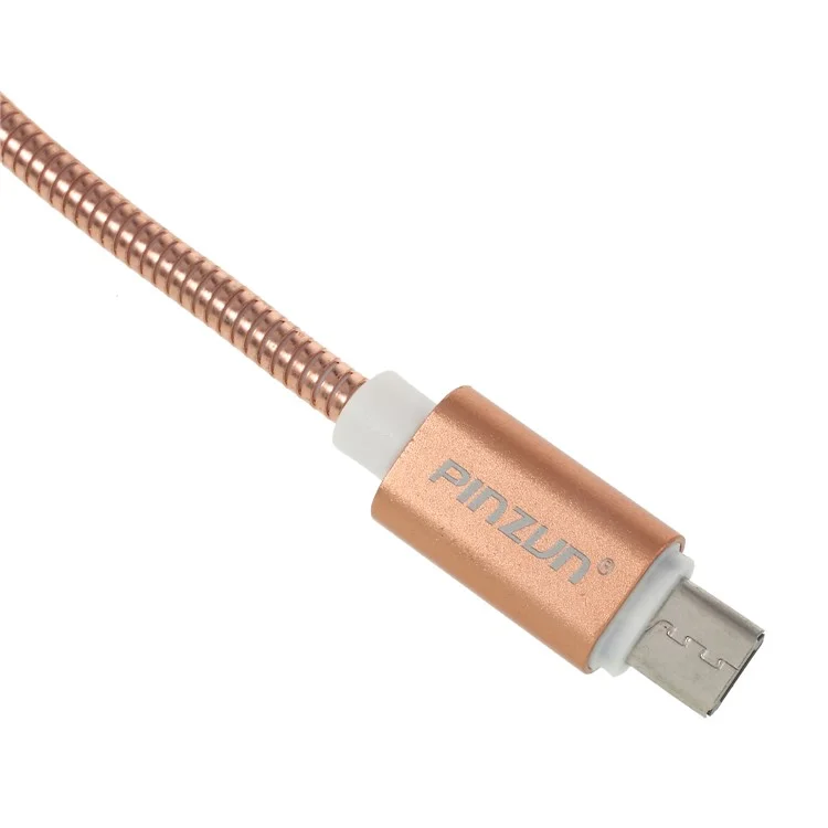 PINZUN MX-004 1M Metal Spring Micro USB Charge Sync Cable for Samsung HTC LG etc - Rose Gold