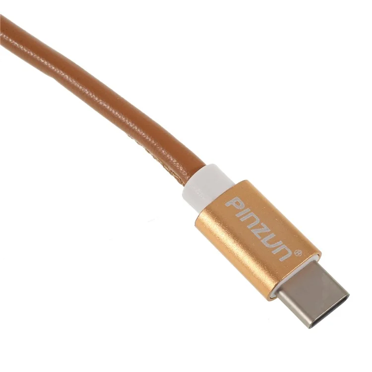 PINZUN CB-033 Type-C 1M Leather Coated Reversible Charging Data Cord for Samsung HTC LG Huawei