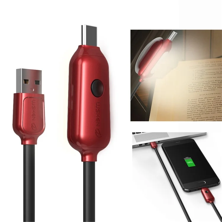 WSKEN Magnetic 2-in-1 LED Reading Light + Type C Fast Charging Cable 2m