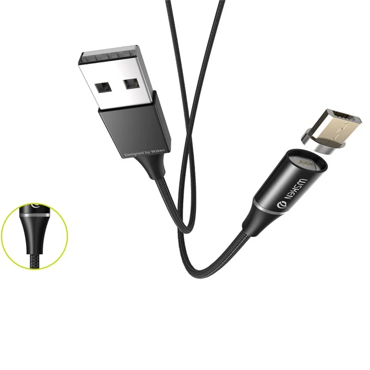 WSKEN Oval-shaped Connector 1m Charging Micro USB Metal Magnetic Phone Cable