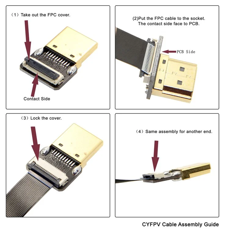 0.2M FPV Straight HDMI Type-A Male to Female FPC Flat Cable for HDTV Multicopter Aerial Photography
