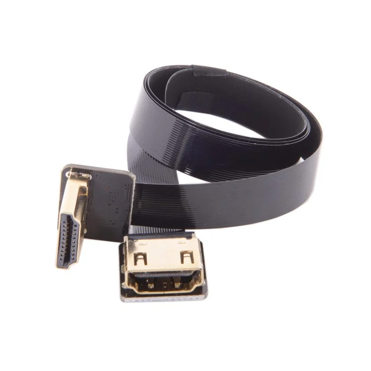 FPV Down Angled 90 Degree HDMI Male to Female FPC Flat Cable for HDTV Multicopter Aerial Photography