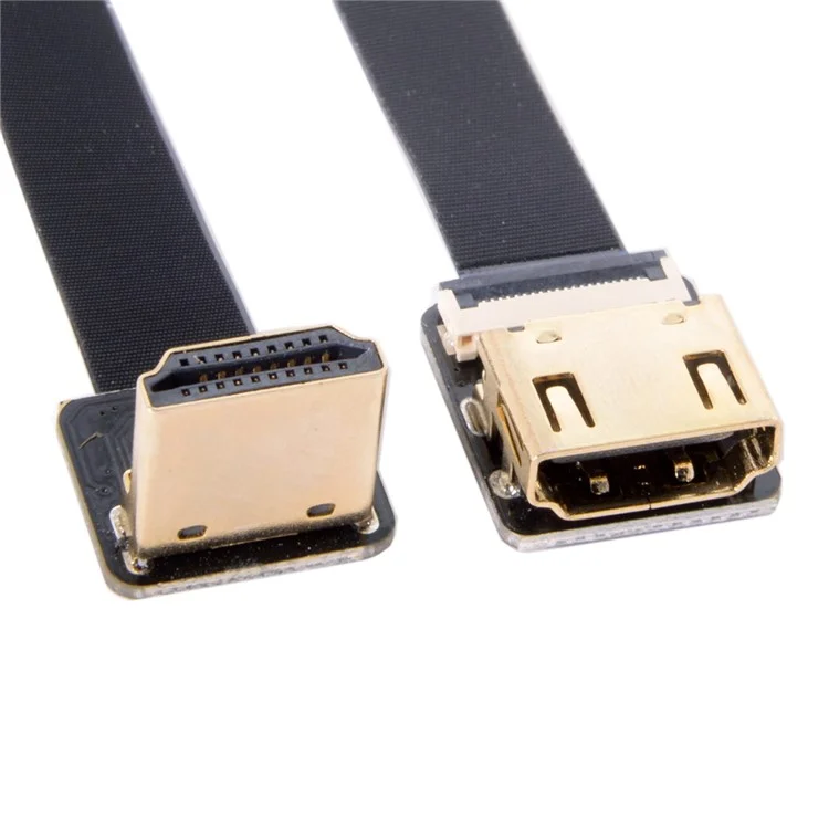 FPV Down Angled 90 Degree HDMI Male to Female FPC Flat Cable for HDTV Multicopter Aerial Photography