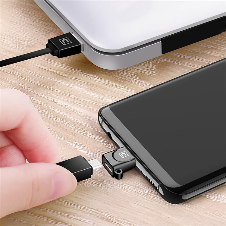 CAFELE Micro USB Female to Type-C Male Charging Data Adapter - Black