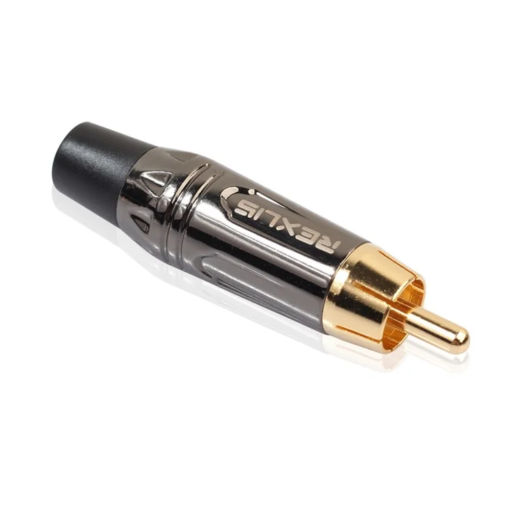Gold Plated DIY RCA Plug HIFI Audio Cable RCA Male Audio Video Connector - Black