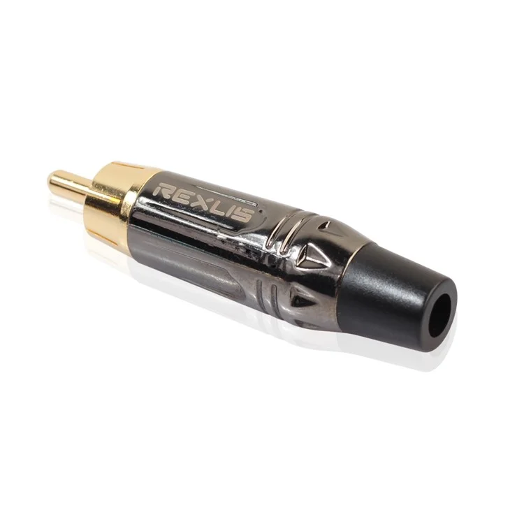 Gold Plated DIY RCA Plug HIFI Audio Cable RCA Male Audio Video Connector - Black