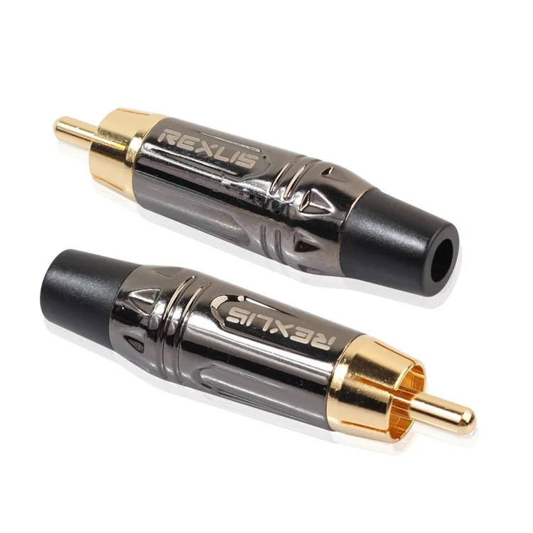 Gold Plated DIY RCA Plug HIFI Audio Cable RCA Male Audio Video Connector - Black