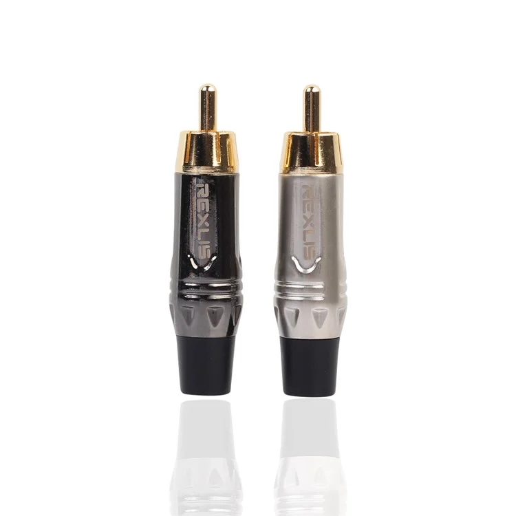 Gold Plated DIY RCA Plug HIFI Audio Cable RCA Male Audio Video Connector - Black