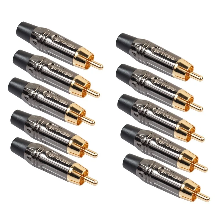 Gold Plated DIY RCA Plug HIFI Audio Cable RCA Male Audio Video Connector - Black