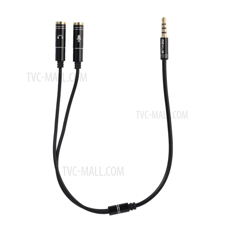 REXLIS Single 3.5mm Male Port to Dual Ports 3.5mm Female Headphone Audio Splitter Cable Adapter