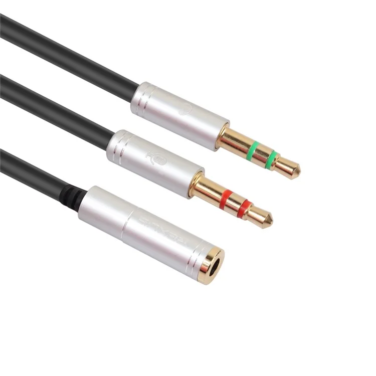 3.5mm Female to Dual 3.5mm Male Headphone Mic Audio Y Splitter Cable Smartphone Headset to PC Adapter - Silver