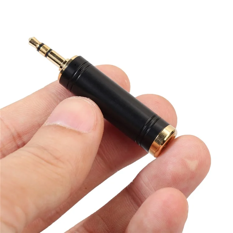 Rexlis Ouro Banhado a 3,5 mm Para 6,35 mm Adaptador de Áudio Estéreo Feminino - Preto