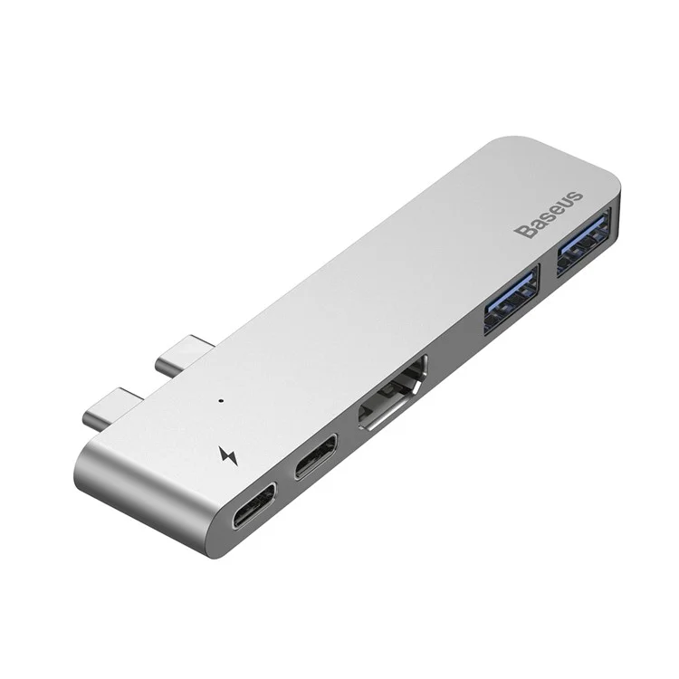 BASEUS Thunderbolt C+ Dual Type-C to USB3.0/HDMI/Type-C Female HUB Converter for MacBook Pro 2016/2017 - Grey