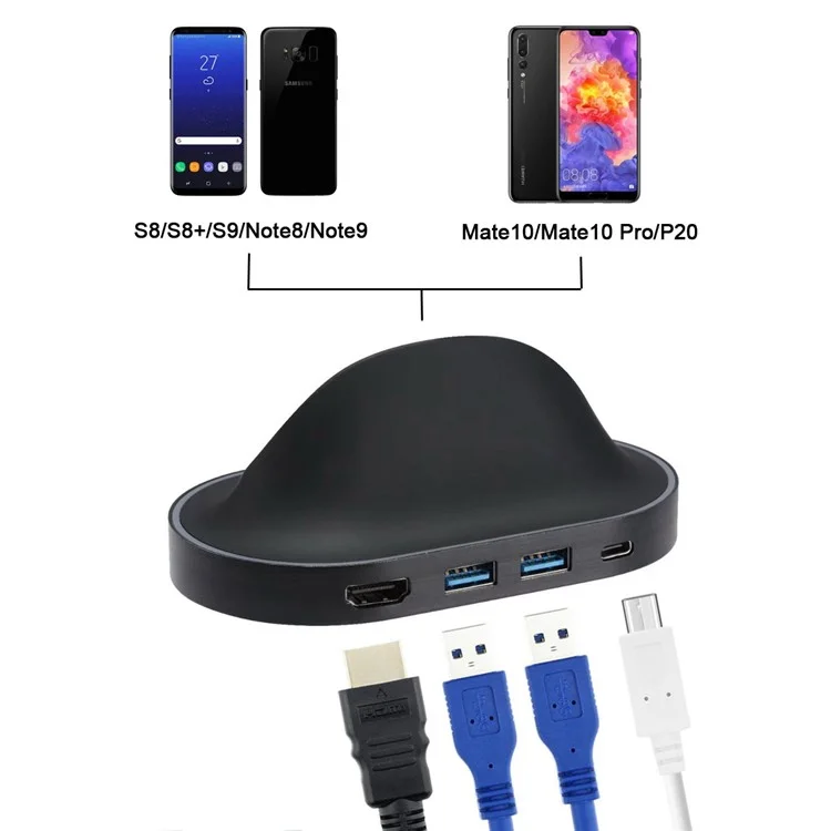 CY UC-077 USB 3.1 Type-C Male Dock Station to HDMI & Two USB 3.0 Hubs & Type-C Female Charging Port Adapter