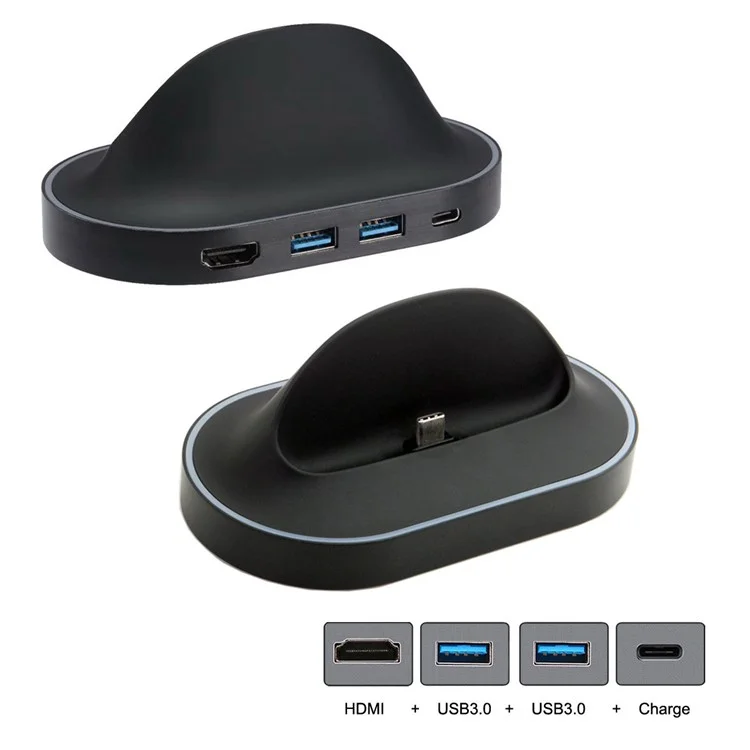CY UC-077 USB 3.1 Type-C Male Dock Station to HDMI & Two USB 3.0 Hubs & Type-C Female Charging Port Adapter