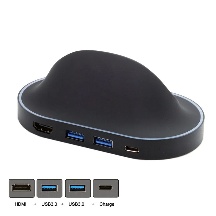 CY UC-077 USB 3.1 Type-C Male Dock Station to HDMI & Two USB 3.0 Hubs & Type-C Female Charging Port Adapter