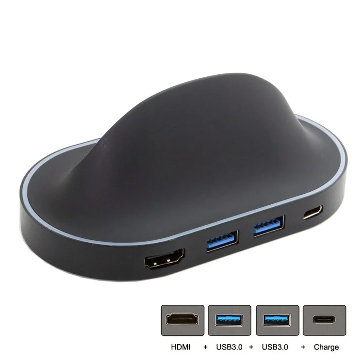 CY UC-077 USB 3.1 Type-C Male Dock Station to HDMI & Two USB 3.0 Hubs & Type-C Female Charging Port Adapter