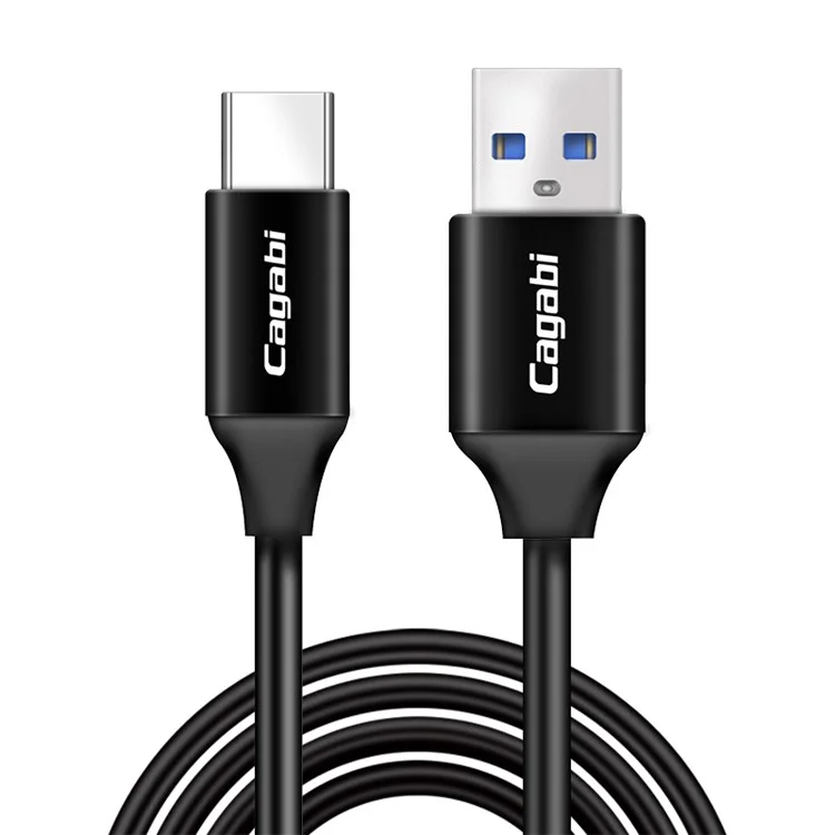 CAGABI T2 2.4A Fast Charge Type-C Data Syncing Charging TPE Cord for Samsung HTC Huawei - Black