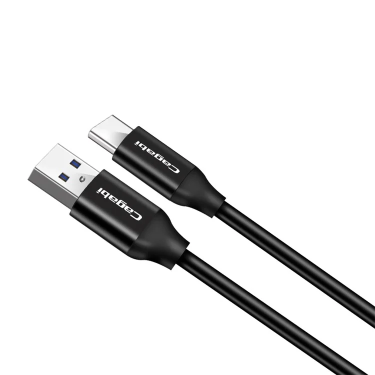 CAGABI T2 2.4A Fast Charge Type-C Data Syncing Charging TPE Cord for Samsung HTC Huawei - Black