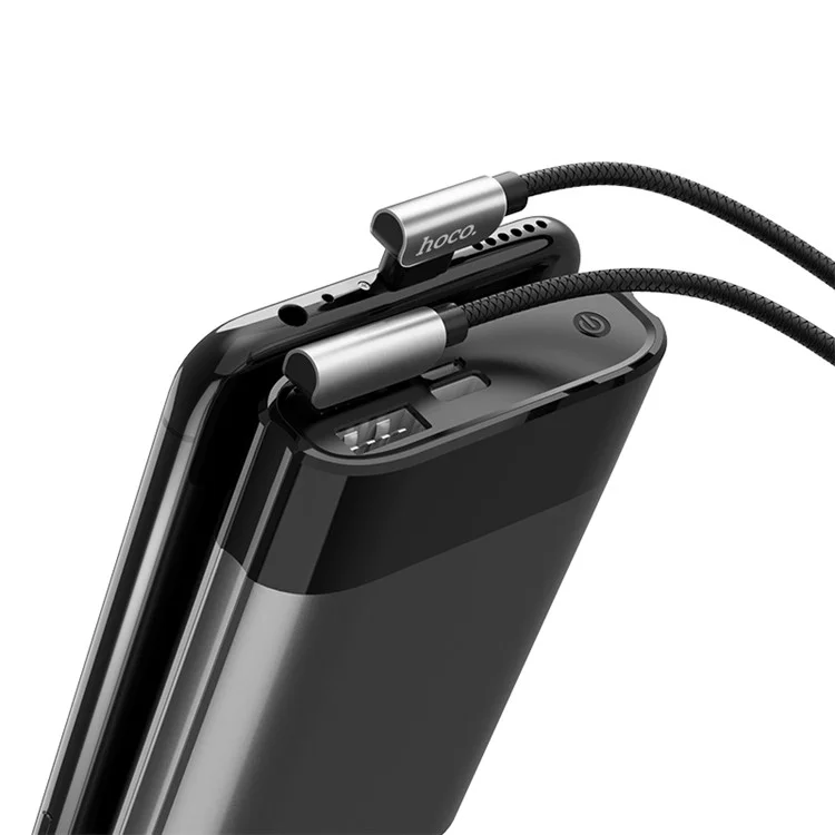 HOCO U42 Exquisite Steel Micro USB Charging Data Cable 90 Degree Right Angled 1.2m - Black
