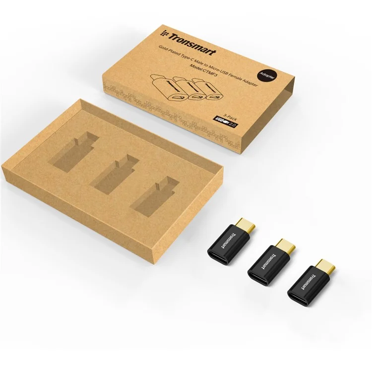 3 PCS/Set TRONSMART CTMF3 USB 2.0 Type-C Male to Micro-B Female OTG Adapters