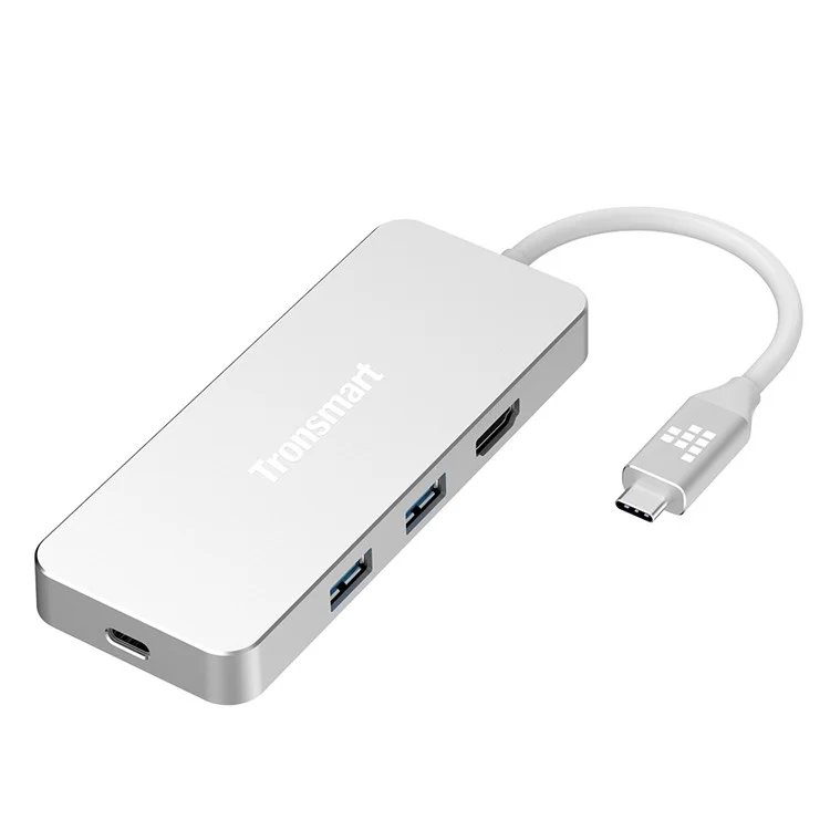 TRONSMART Aluminum Skin USB-C Adapter Converter with Type-C Charging Port, HDMI Output, SD/Micro SD Card Reader & 2 USB 3.0 Ports