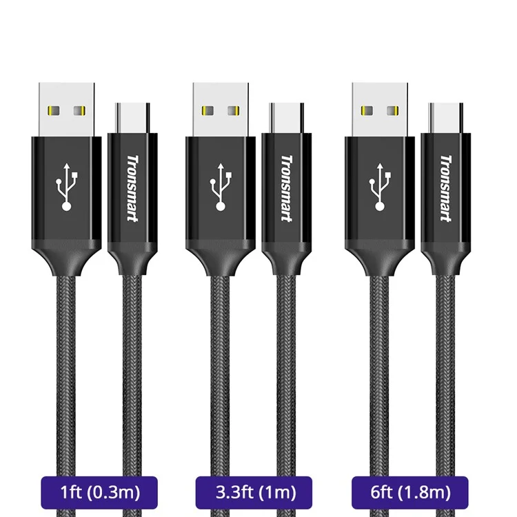 TRONSMART CPP5 Nylon Braided Pattern Type-C USB Data Sync Charger Cable for Samsung HTC Huawei