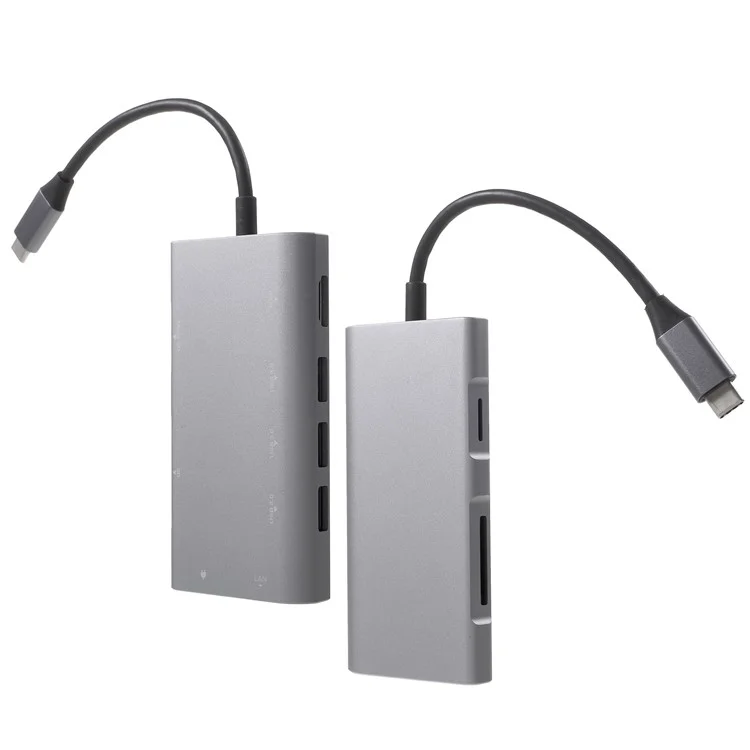 8-in-1 Type-C to HDMI + 3 x USB3.0 + SD + Micro SD + RJ45 Gigabit Ethernet LAN Network Port + USB-C Port Adapter Hub