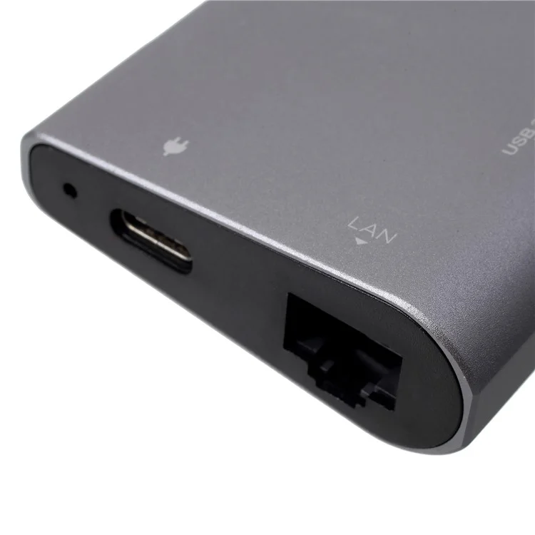 8-in-1 Type-C to HDMI + 3 x USB3.0 + SD + Micro SD + RJ45 Gigabit Ethernet LAN Network Port + USB-C Port Adapter Hub