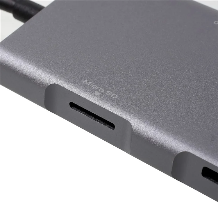 8-in-1 Type-C to HDMI + 3 x USB3.0 + SD + Micro SD + RJ45 Gigabit Ethernet LAN Network Port + USB-C Port Adapter Hub