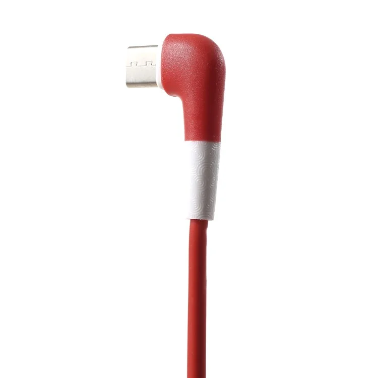 PINZUN CB-052 1M 3A 90 Degree Bending USB Type-C Data Sync Charger Cable for Samsung Huawei Xiaomi Etc. - Red