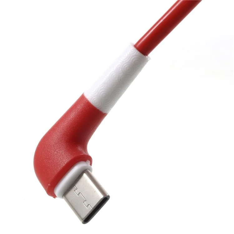 PINZUN CB-052 1M 3A 90 Degree Bending USB Type-C Data Sync Charger Cable for Samsung Huawei Xiaomi Etc. - Red