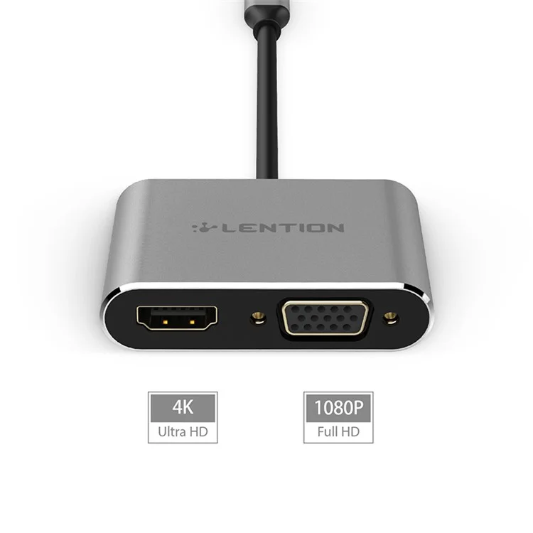 LENTION C51sHV Type-C to 4K HDMI + 1080P VGA 2-in-1 Connector Adapter
