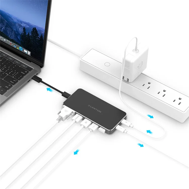 LENTION USB-C Hub HDMI VGA DisplayPort Thunderbolt3 Dock Adapter USB 3.0 Charging Cable Multi-port Adapter for MacBook