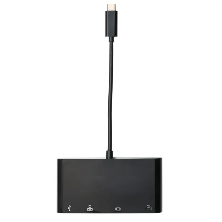 CY UC-078-WH Type-C to HDMI + VGA + RJ45 + USB3.0 Hub - Black