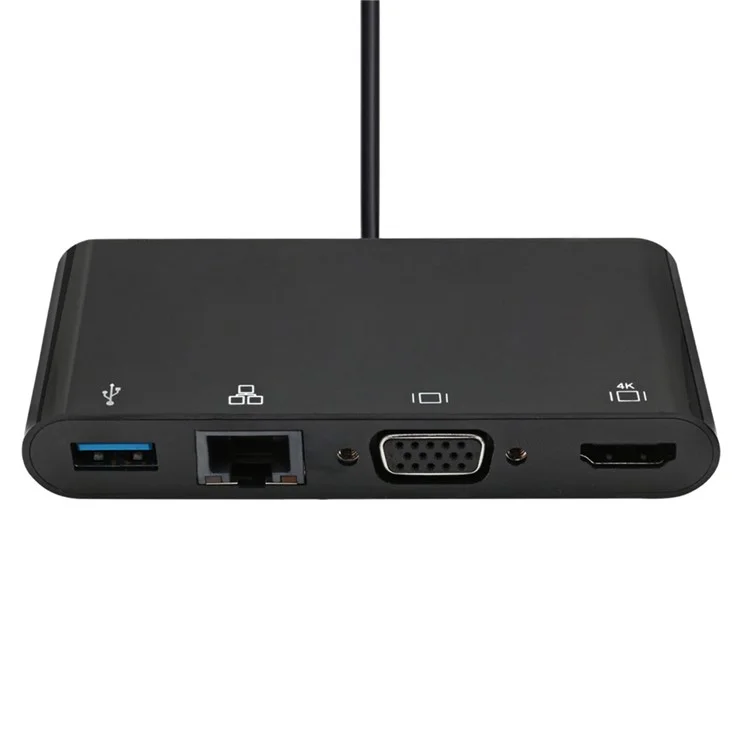 CY UC-078-WH Type-C to HDMI + VGA + RJ45 + USB3.0 Hub - Black