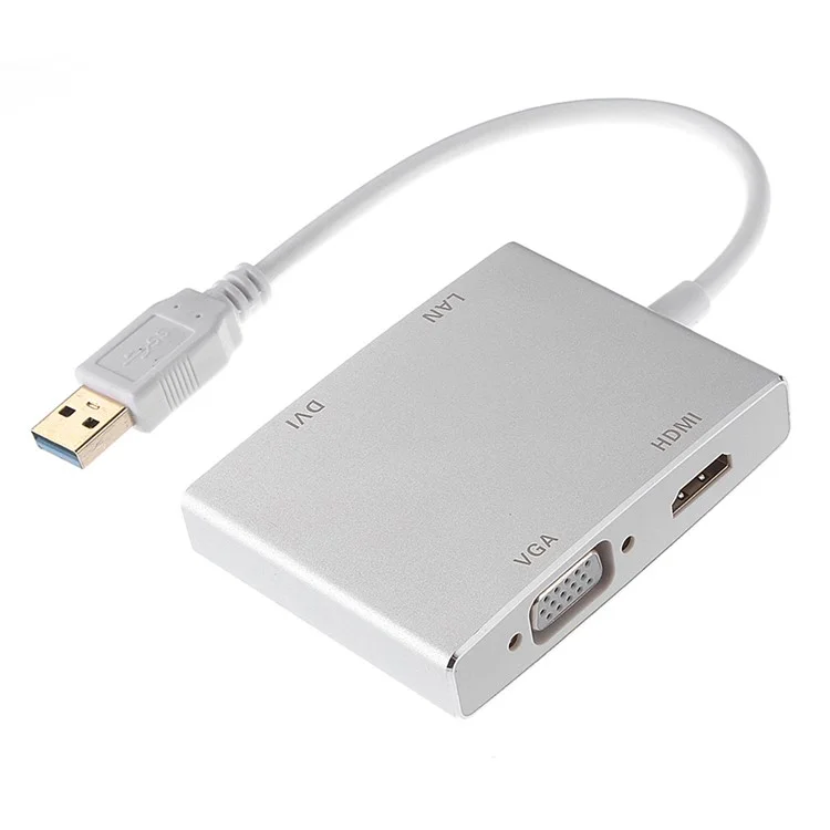 CY U3-193-SL USB3.0 to HDMI + DVI + VGA + RJ45 4-in-1 Converter