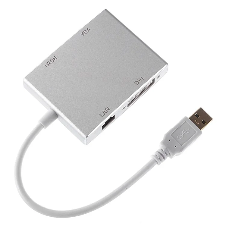 CY U3-193-SL USB3.0 to HDMI + DVI + VGA + RJ45 4-in-1 Converter
