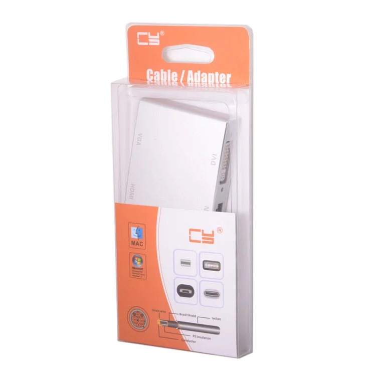 CY U3-193-SL USB3.0 to HDMI + DVI + VGA + RJ45 4-in-1 Converter