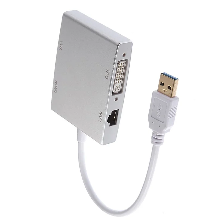 CY U3-193-SL USB3.0 to HDMI + DVI + VGA + RJ45 4-in-1 Converter