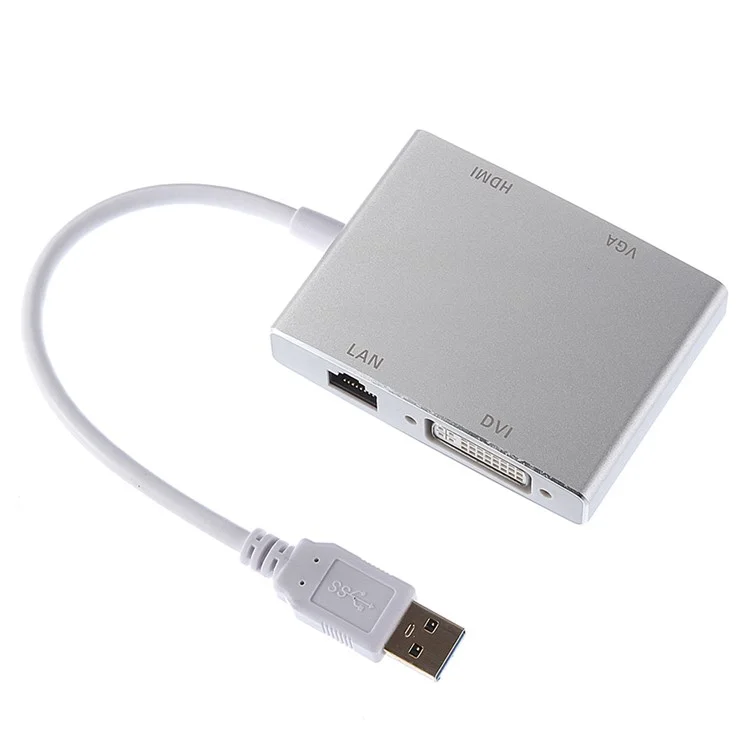 CY U3-193-SL USB3.0 to HDMI + DVI + VGA + RJ45 4-in-1 Converter