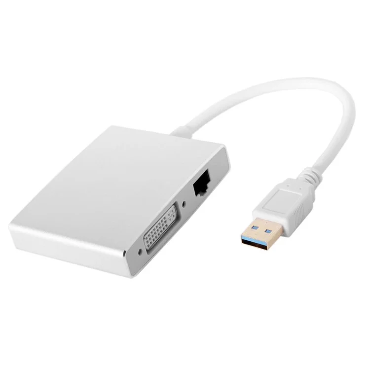 CY U3-193-SL USB3.0 to HDMI + DVI + VGA + RJ45 4-in-1 Converter