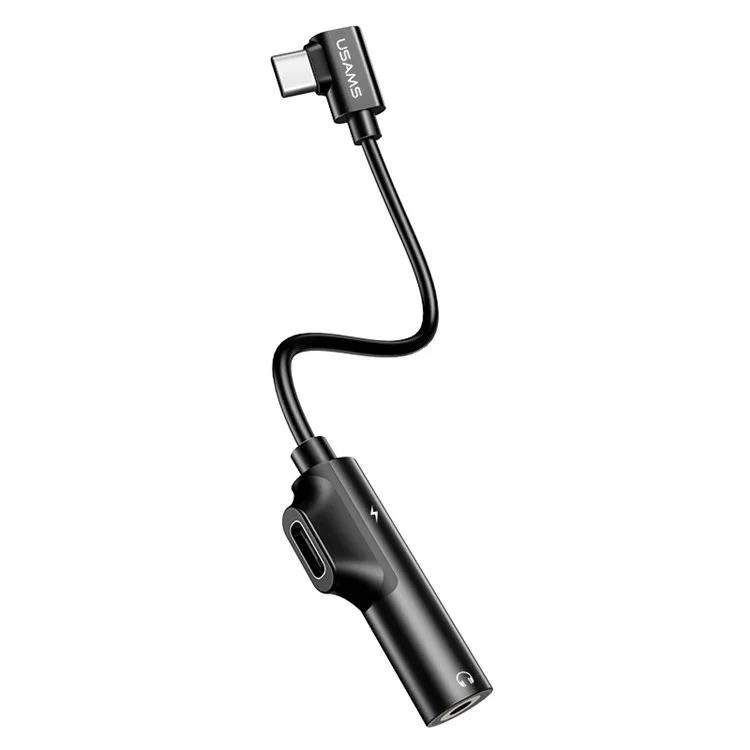 USAMS US-SJ212 Type C Male to Type C Female + 3.5mm Female Adapter - Black
