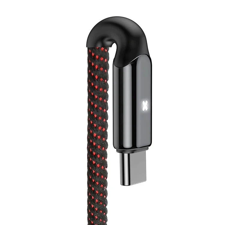 BASEUS 3A 1M X-shape Light Type-C Data Sync Charge Woven Cord for Samsung HTC Huawei - Black