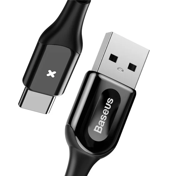 BASEUS 3A 1M X-shape Light Type-C Data Sync Charge Woven Cord for Samsung HTC Huawei - Black