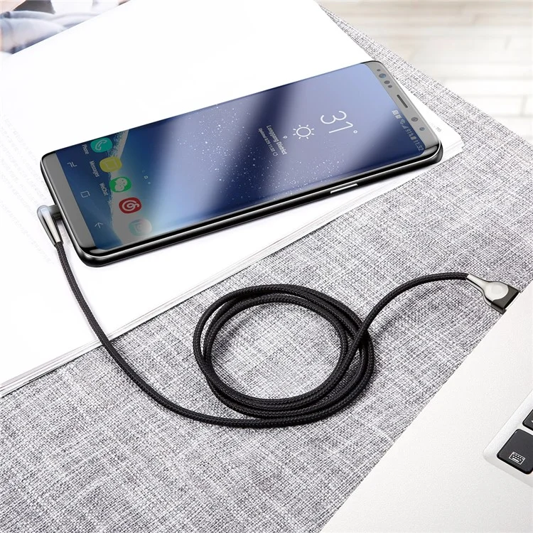 BASEUS 2M MVP Elbow 2A Fast Charging Right Angle 90-Degree Type-C Data Cable - Black