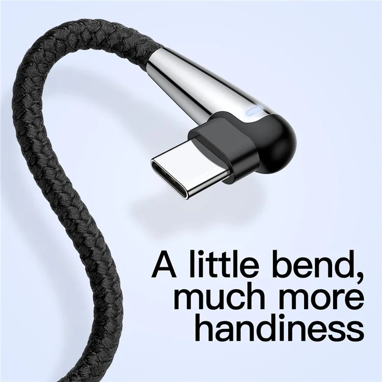 BASEUS 2M MVP Elbow 2A Fast Charging Right Angle 90-Degree Type-C Data Cable - Black
