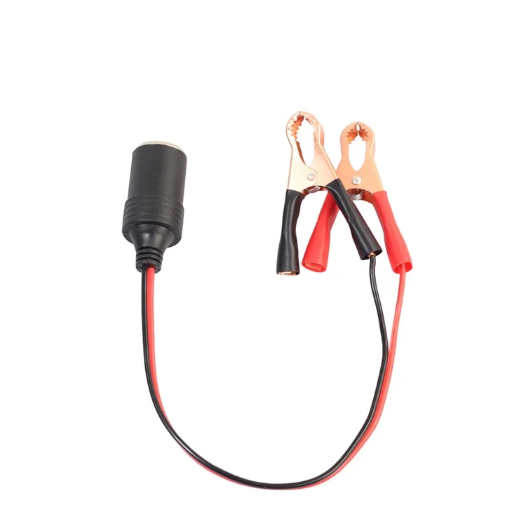 Car Battery Cable Clamp Alligator Cigarette Lighter Power Socket Clip Cable