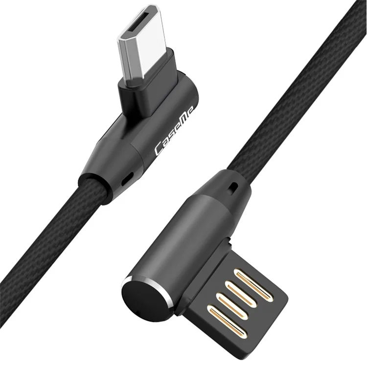 CASEME 1.8M Reversible Double Elbow Micro USB Data Sync Charge Cable for Samsung Huawei LG - Black