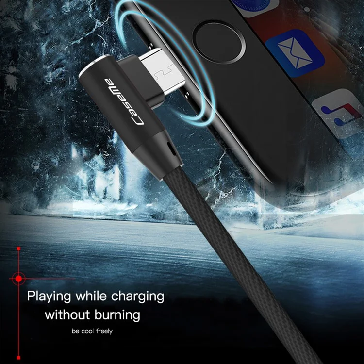 CASEME 1.0M Reversible Double Elbow Micro USB Data Sync Charge Cable for Samsung Huawei LG - Black